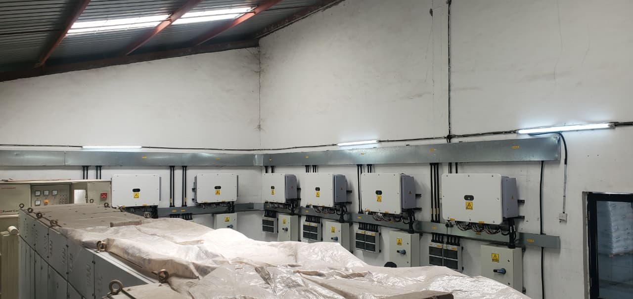 Grid-tie inverter hall — commissioned & grid-synced by AFENERGY engineers